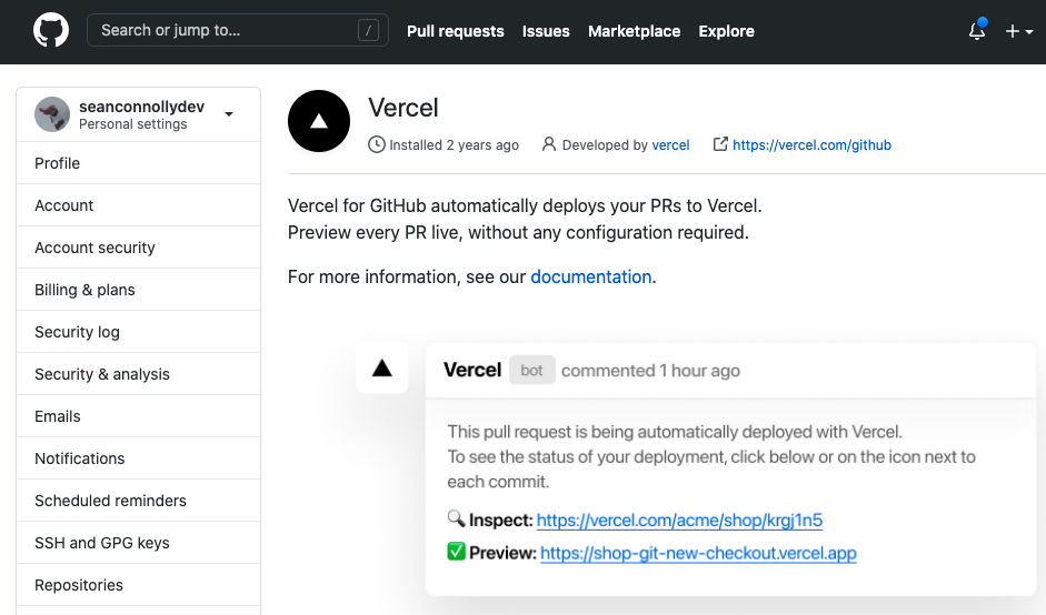 Vercel GitHub